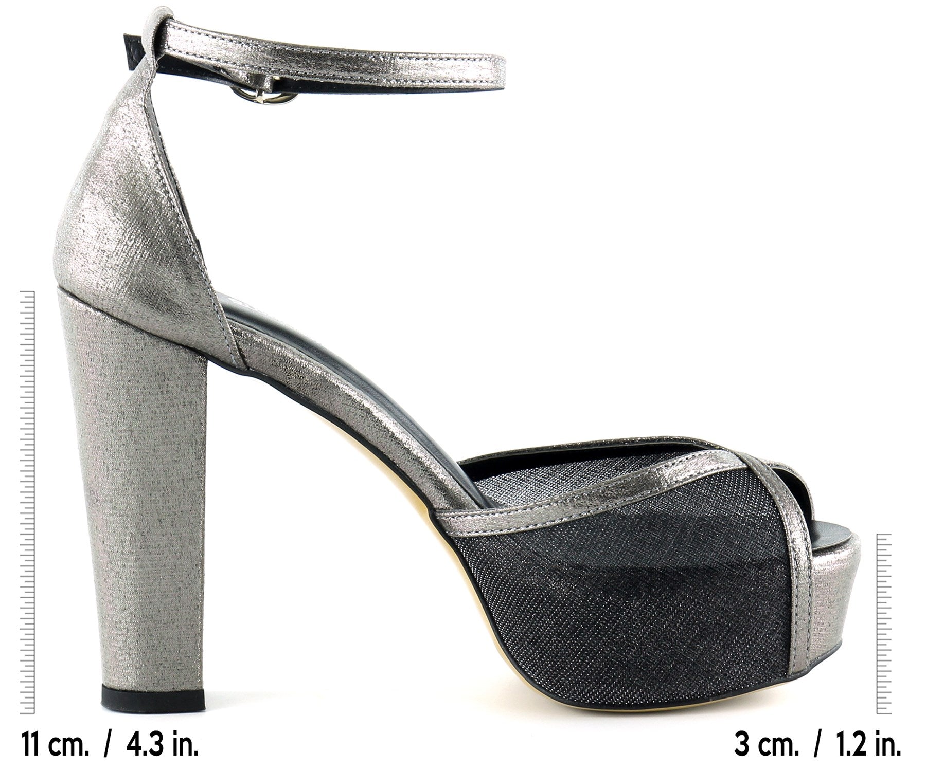 Carmen Platin Fileli Önü Açık Bilekten Bağlamalı Platform Topuklu Ayakkabı