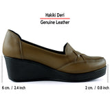Shay Kahverengi Hakiki Deri Çapraz Bant Detaylı Dolgu Topuklu Günlük Ayakkabı