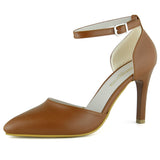 Sindy Taba Vegan Bantlı İnce Topuklu Stiletto Ayakkabı