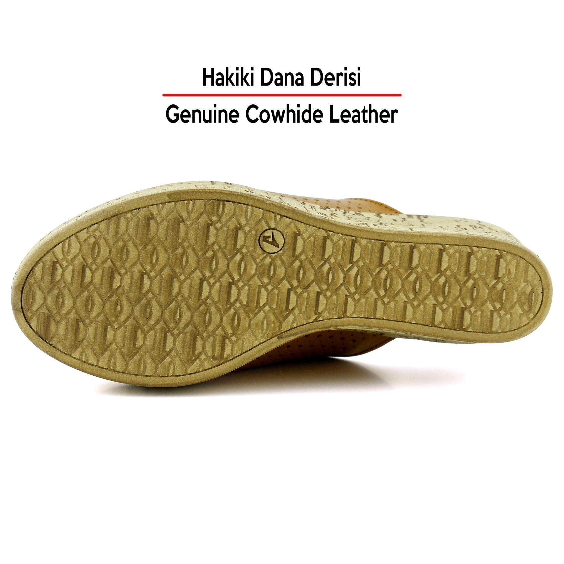 Aria Taba Hakiki Dana Derisi Önü Kapalı Mantar Taban Görünümlü Dolgu Topuklu Terlik