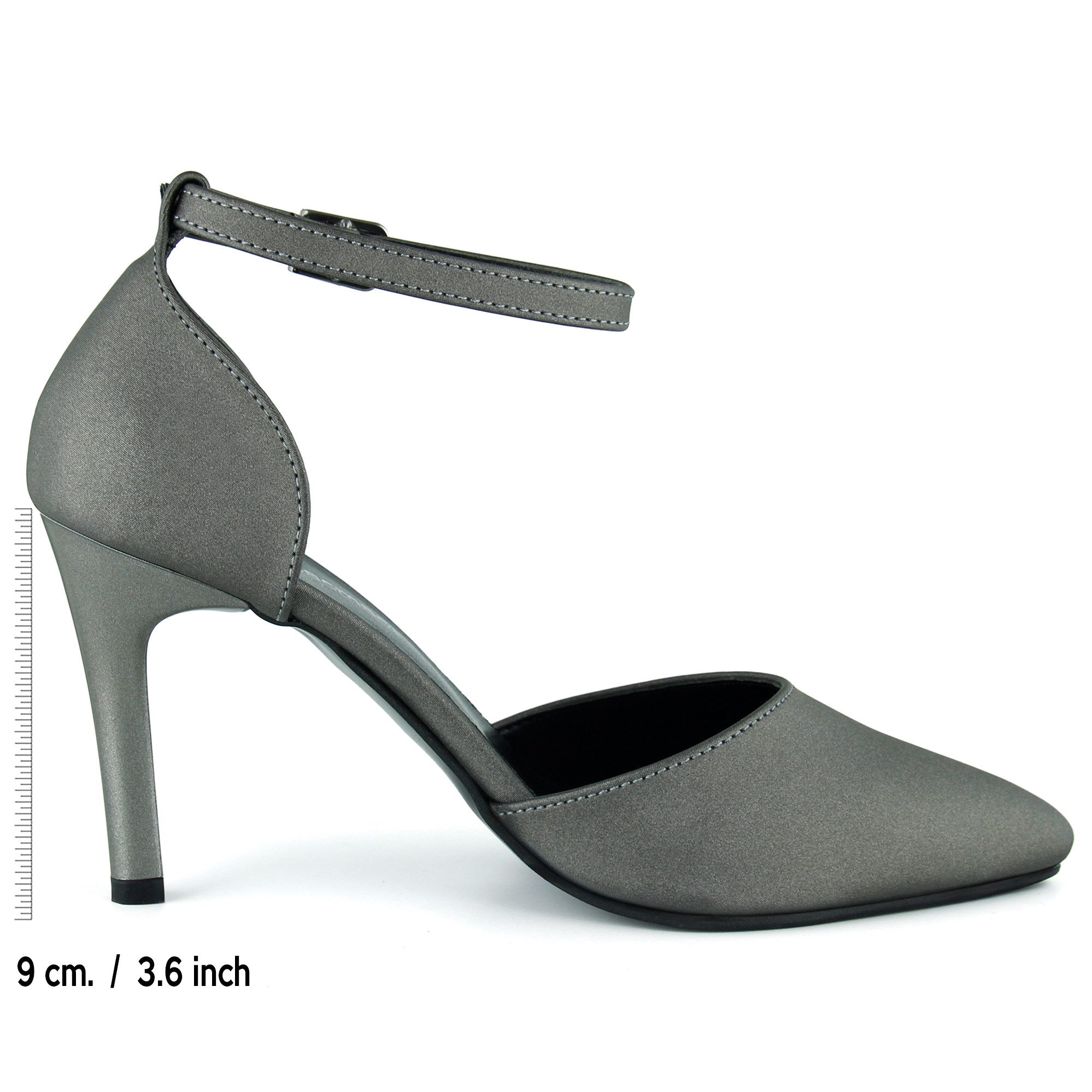 Sindy Plus Antrasit Saten Bantlı İnce Topuklu Abiye Stiletto Ayakkabı