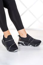 Barbara Platin Streç Taşlı Sneaker