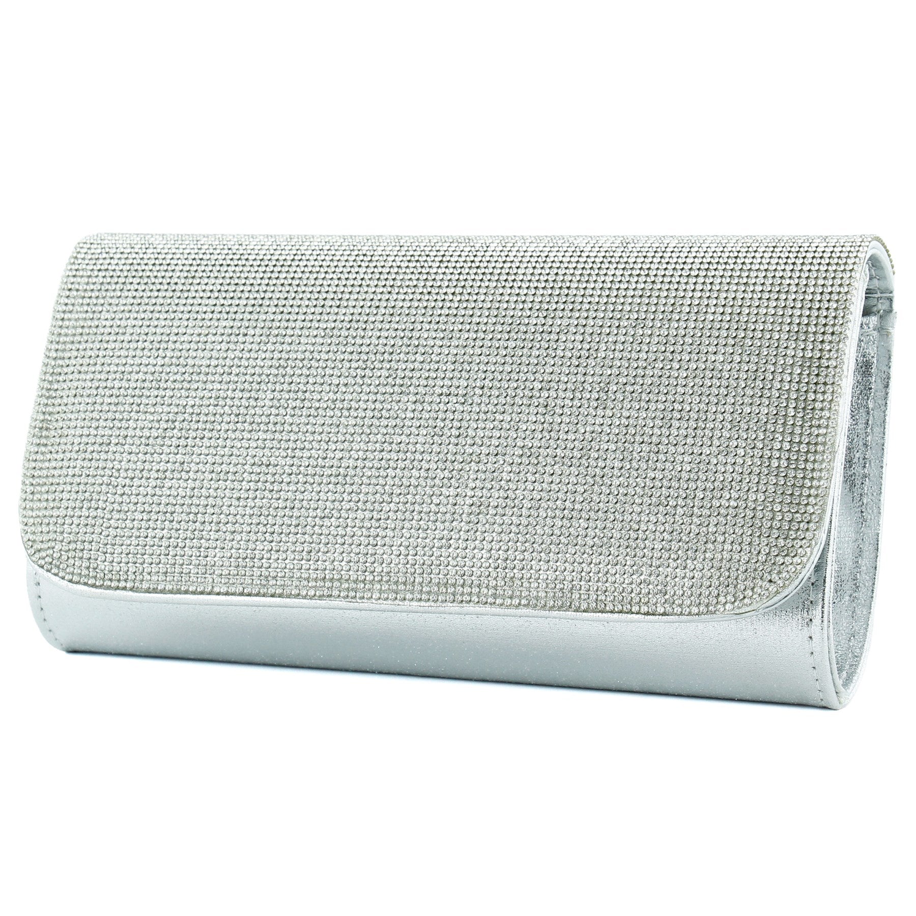 (ES0020AC) Lame Kristal Taşlı Zincir Askılı Manyetik Kapaklı Abiye El Çantası