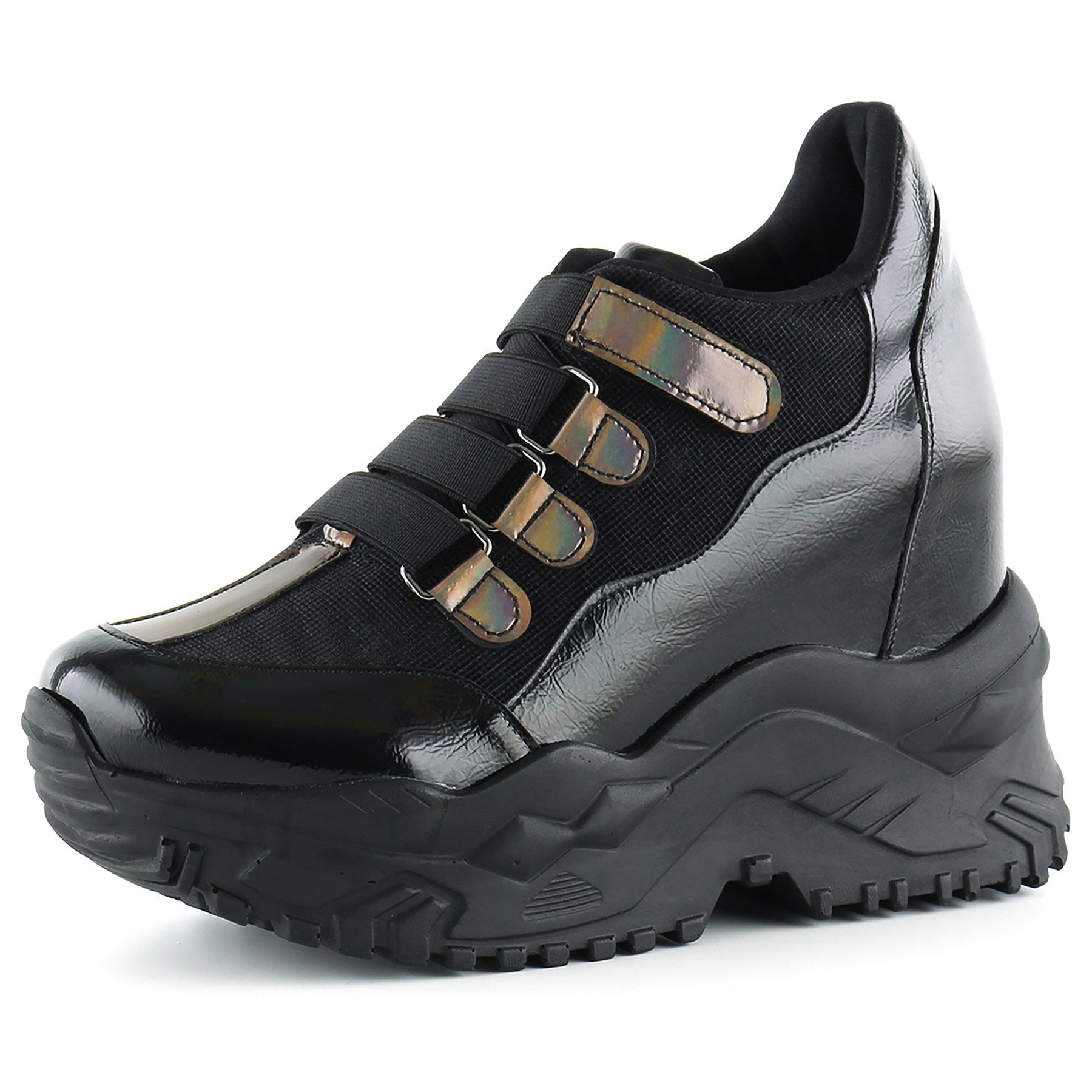 Alexandria Siyah Simli Gizli Dolgu Topuklu Cırt Bantlı Günlük Ayakkabı