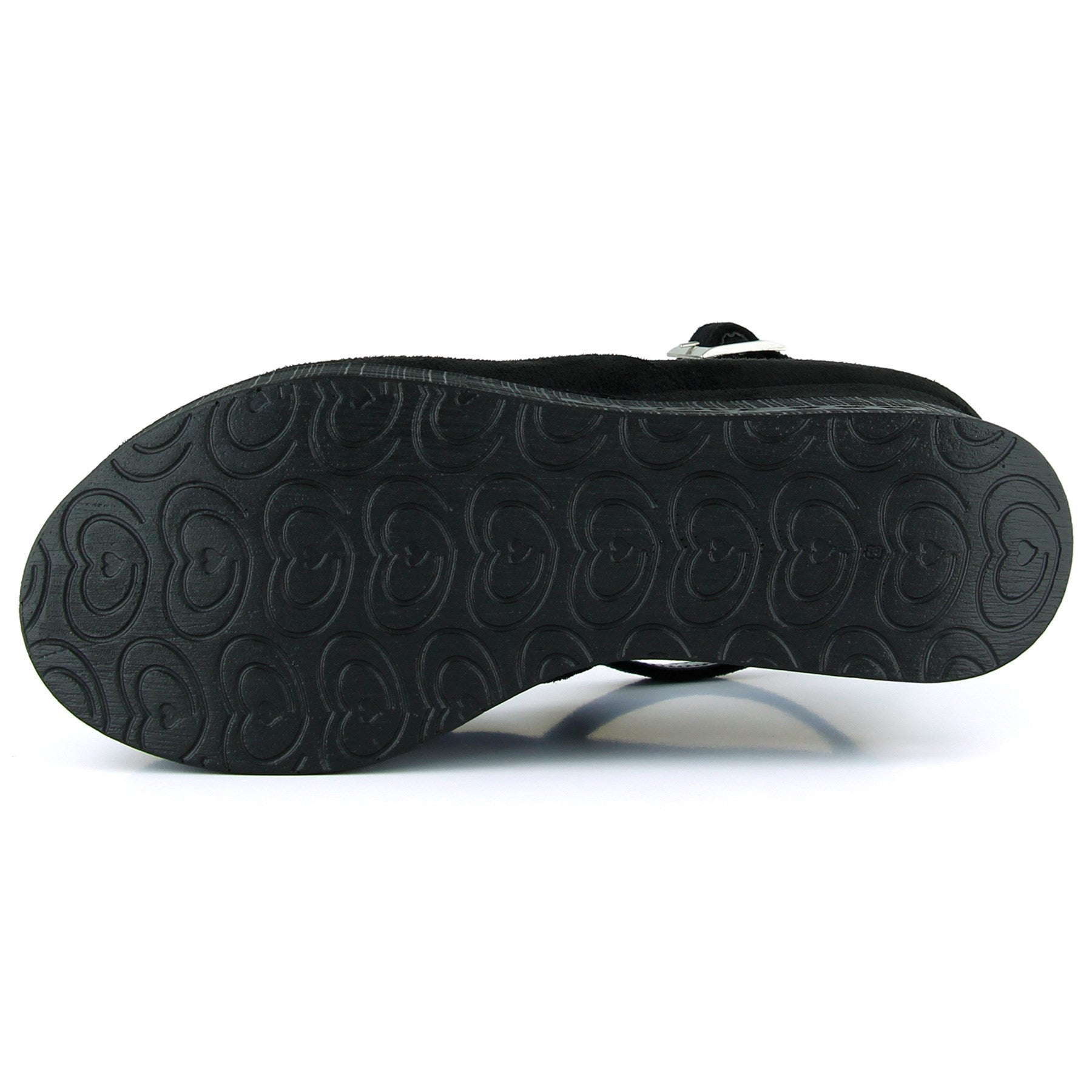 Tushar Siyah Süet Yuvarlak Burun Bantlı Gizli Dolgu Topuklu Günlük Ayakkabı