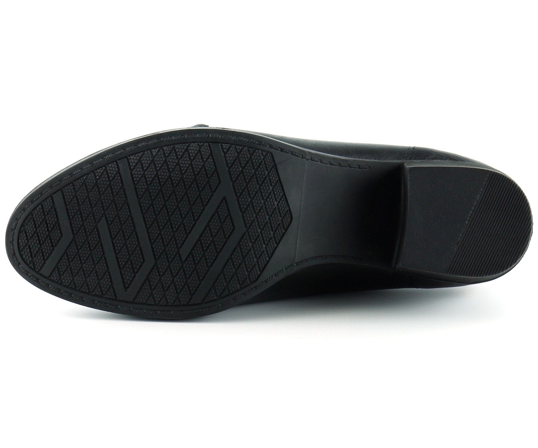 Brittany Siyah Hakiki Deri Fermuarlı Kalın Topuklu Günlük Ayakkabı