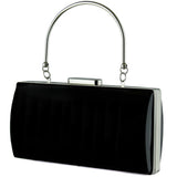 (ES0024AC) Siyah Ayna Metal Saplı Zincirli Abiye El Çantası