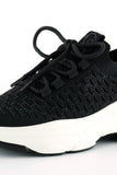 [5031] Siyah Örgü Dokuma Taş Detaylı Bağcıklı Slip-on Sneaker