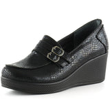 Taylor Siyah Yılan Hakiki Deri Dolgu Topuklu Günlük Ayakkabı