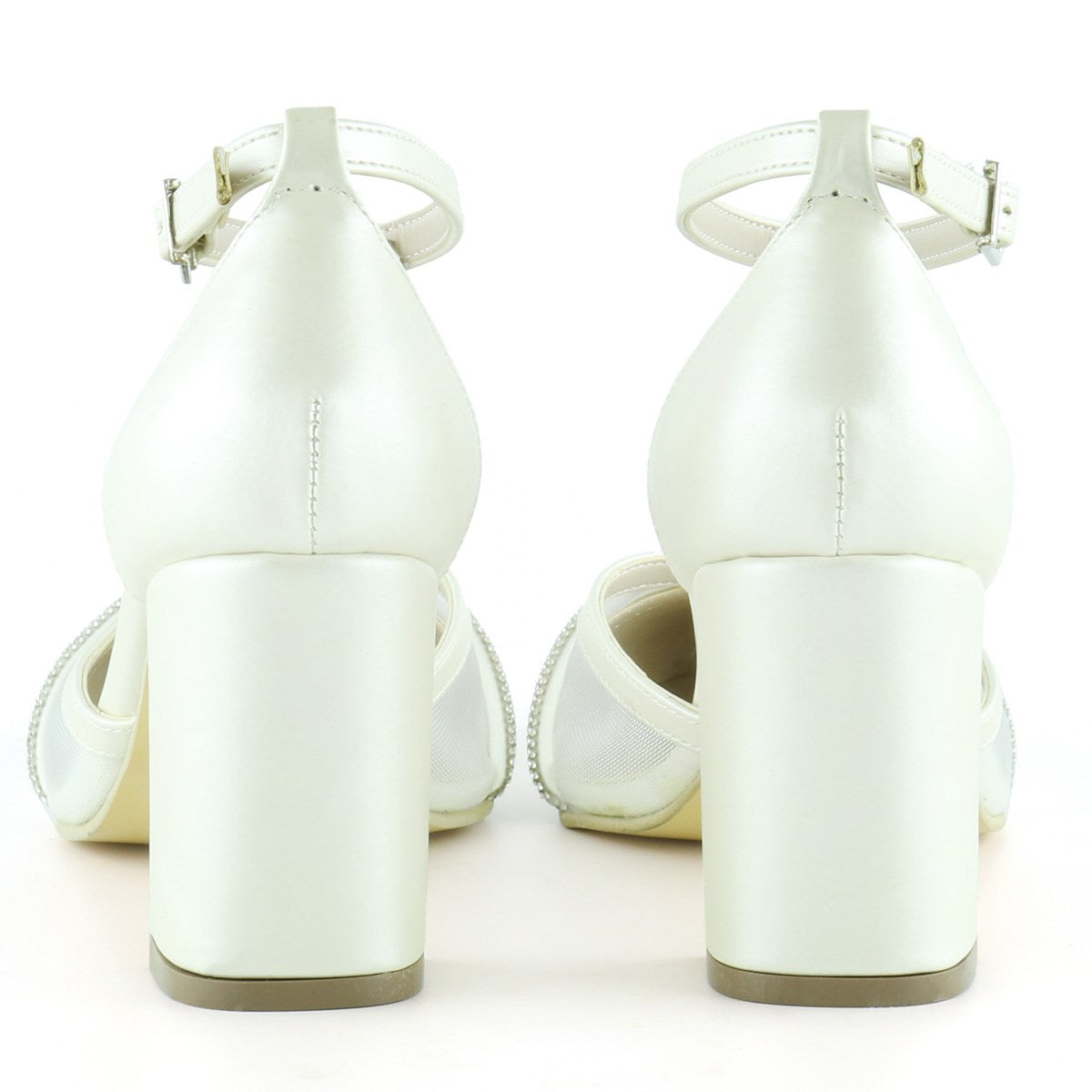 Molly Sedef Taşlı Fileli Kalın Topuklu Ayakkabı