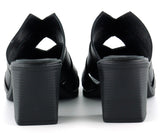 Bianca Siyah Hakiki Deri Kalın Topuklu Terlik