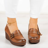 Taylor Taba Hakiki Deri Dolgu Topuklu Günlük Ayakkabı