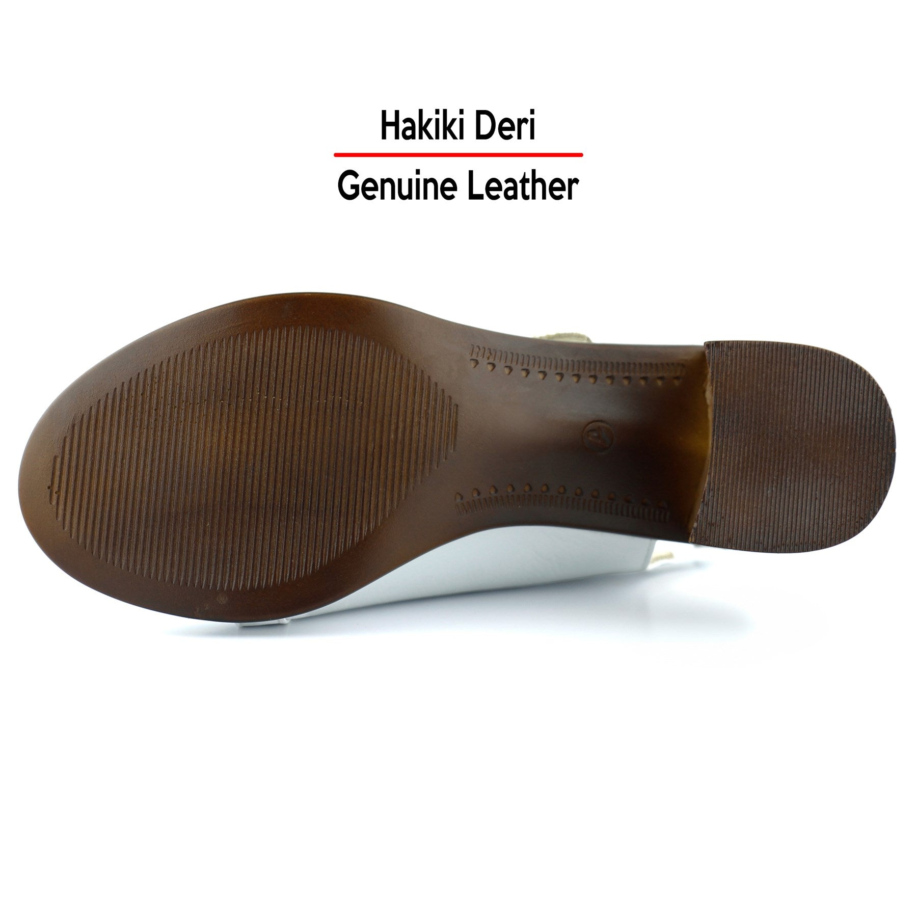 Saules Beyaz Hakiki Deri Kesik Detaylı Lastik Bantlı Topuklu Sandalet