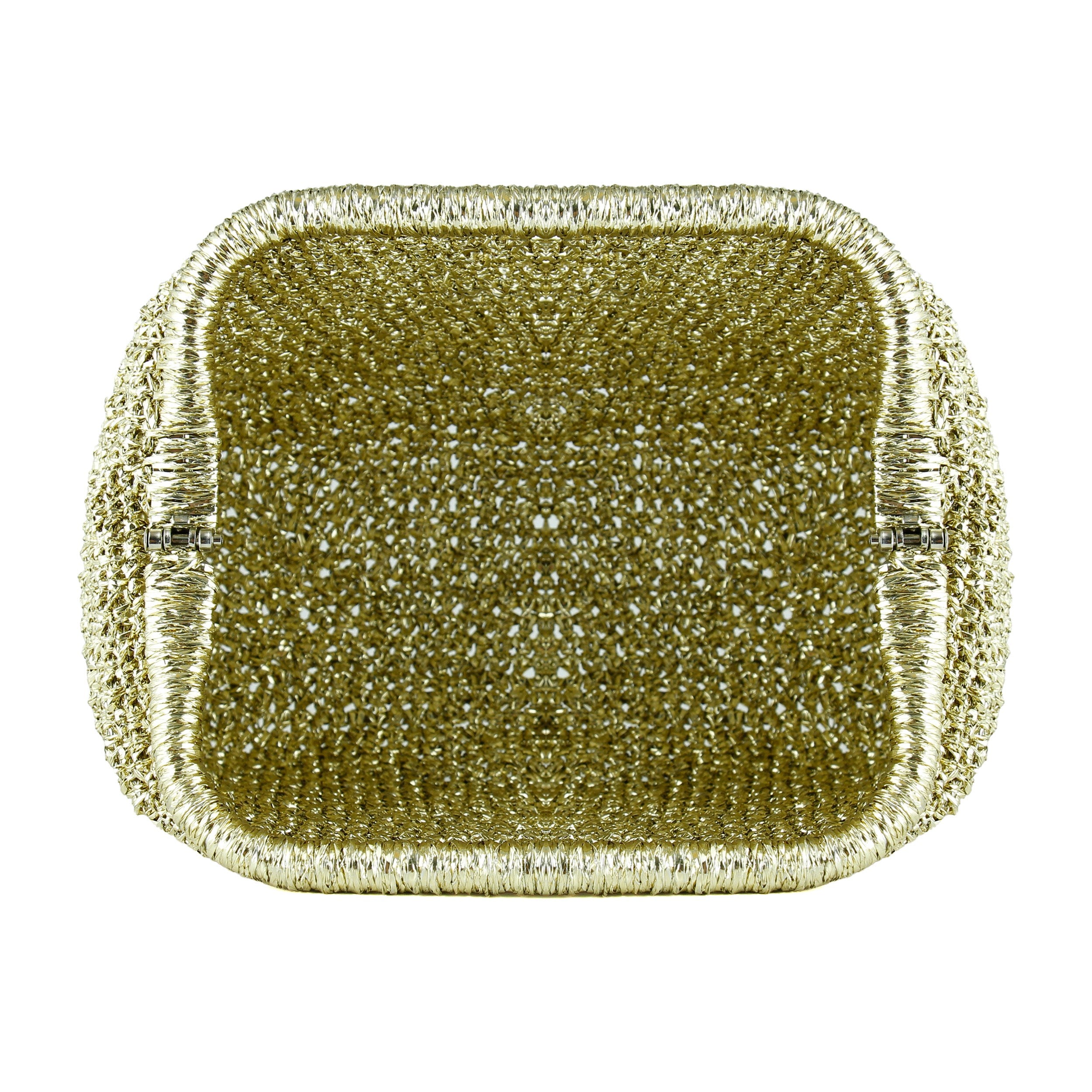 (ES0010EC) Sema Altın Simli El Örgüsü Burslu Orta Boy El Çantası