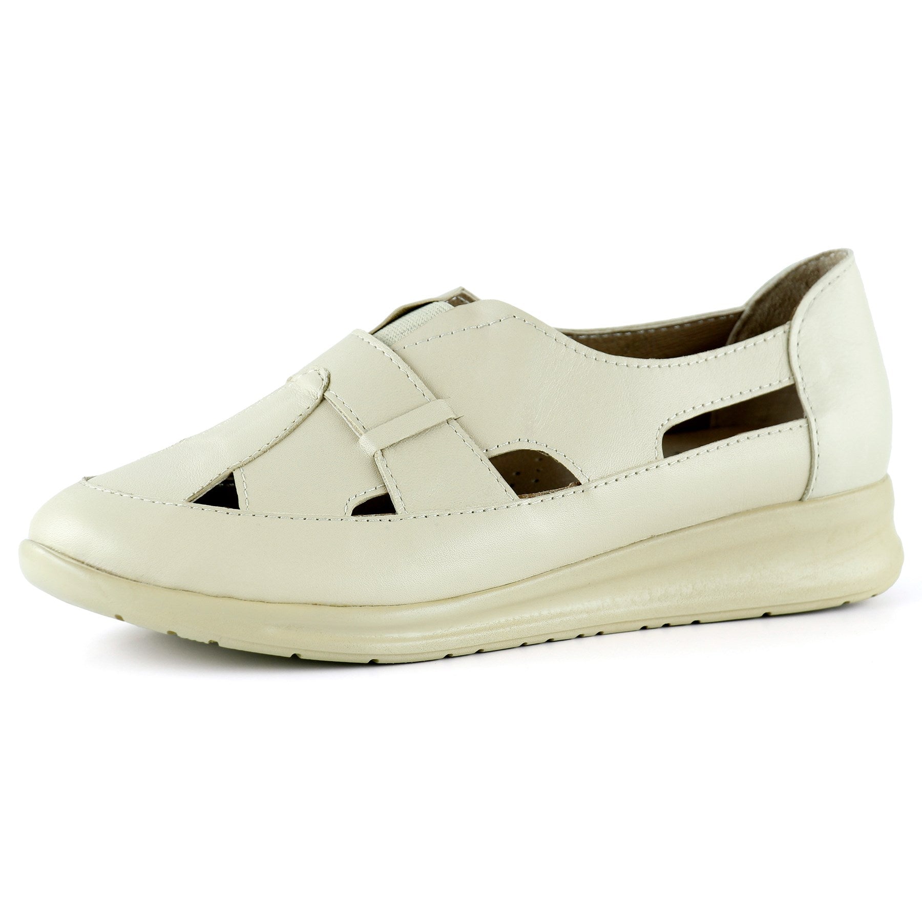 Aida Bej Hakiki Deri Kesik Detaylı Lastikli Slip-On Günlük Ayakkabı