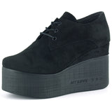 Apricity Siyah Süet Yuvarlak Burun Bağcıklı Gizli Dolgu Topuklu Günlük Ayakkabı