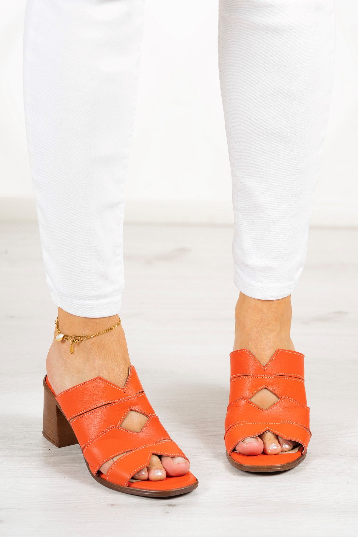 Bianca Kırmızı Hakiki Deri Terlik