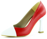 Jatqılı Plus Kırmızı Beyaz İnce Kadeh Topuklu Klasik Ayakkabı