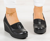 Daisy Siyah Hakiki Deri Dolgu Topuklu Günlük Ayakkabı