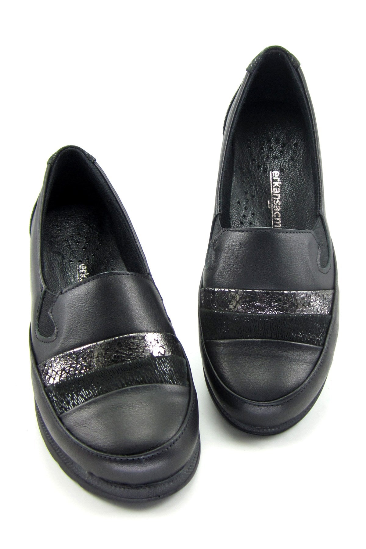 Avila Siyah Gümüş Hakiki Deri Günlük Ayakkabı