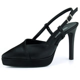 Sabrina Siyah Soft Vegan Bantlı Sivri Burun İnce Platform Topuklu Ayakkabı