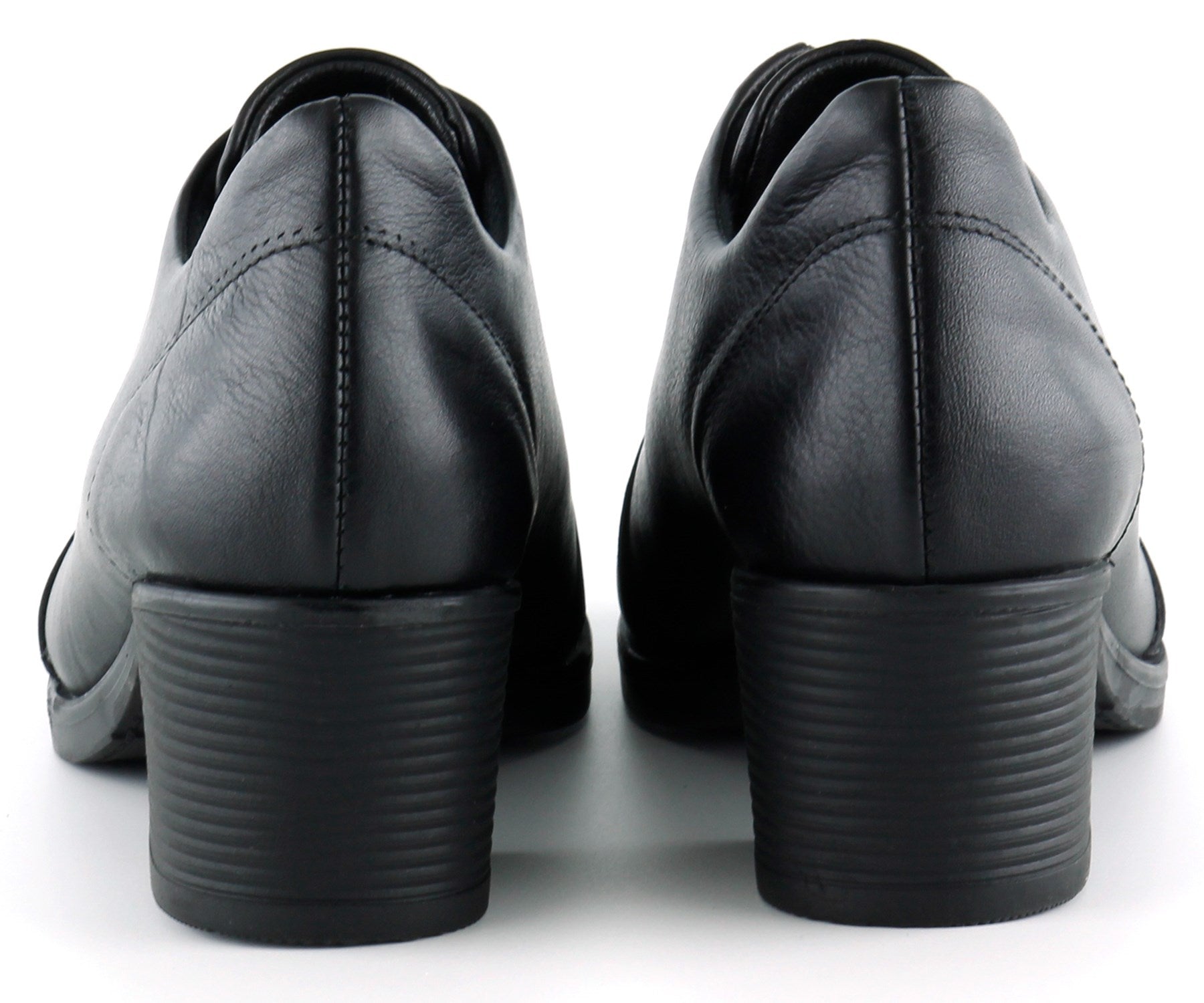 Brittany Siyah Hakiki Deri Fermuarlı Kalın Topuklu Günlük Ayakkabı