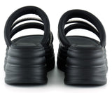 [7028] Siyah Dolgu Taban Gümüş Taşlı Bantlı Platform Terlik