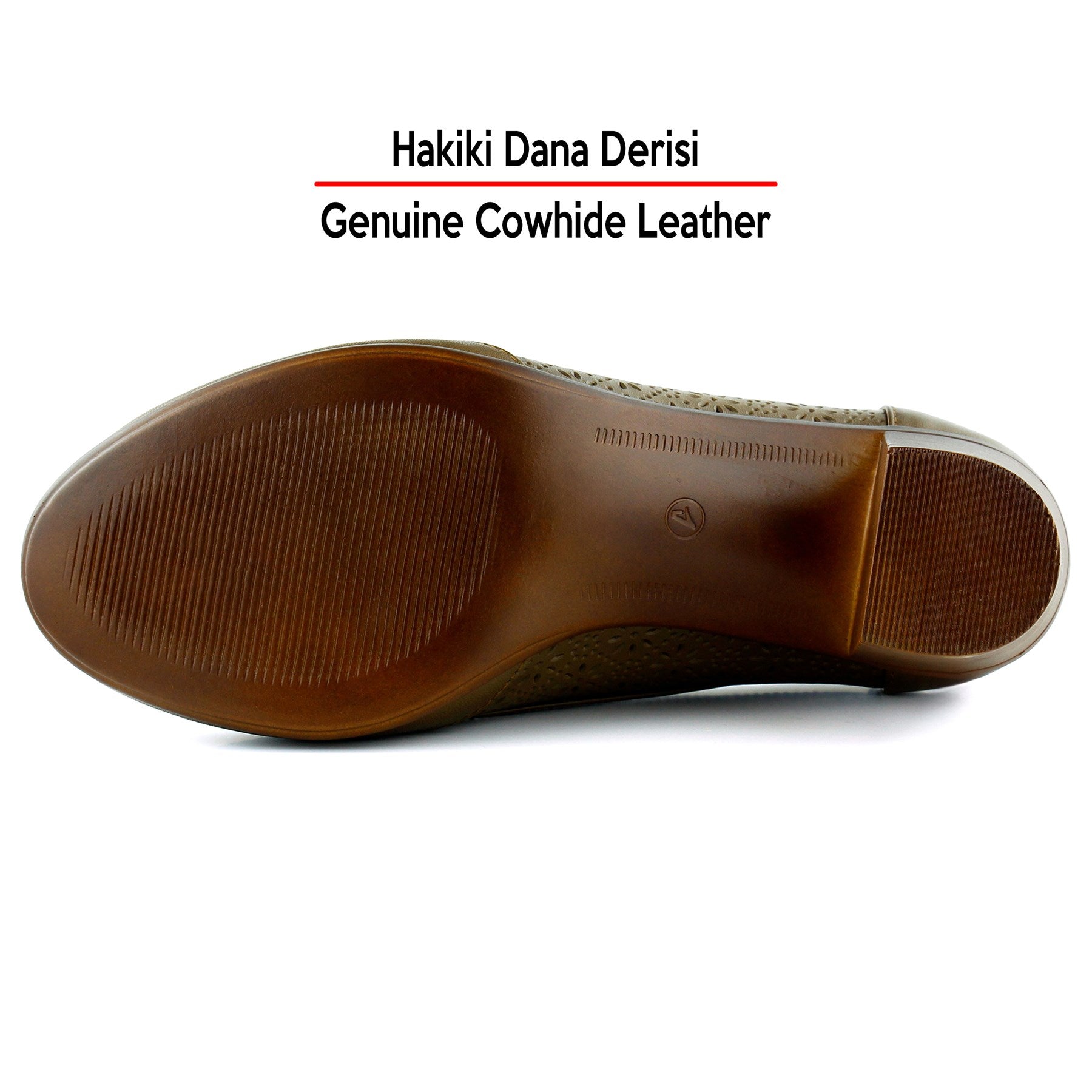 Madre Kahverengi Hakiki Dana Derisi Vintage Desenli Kalın Topuklu Günlük Klasik Ayakkabı