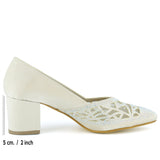 Patricia Ten Saten Taşlı Fileli Sivri Burun Kalın Topuklu Abiye Ayakkabı