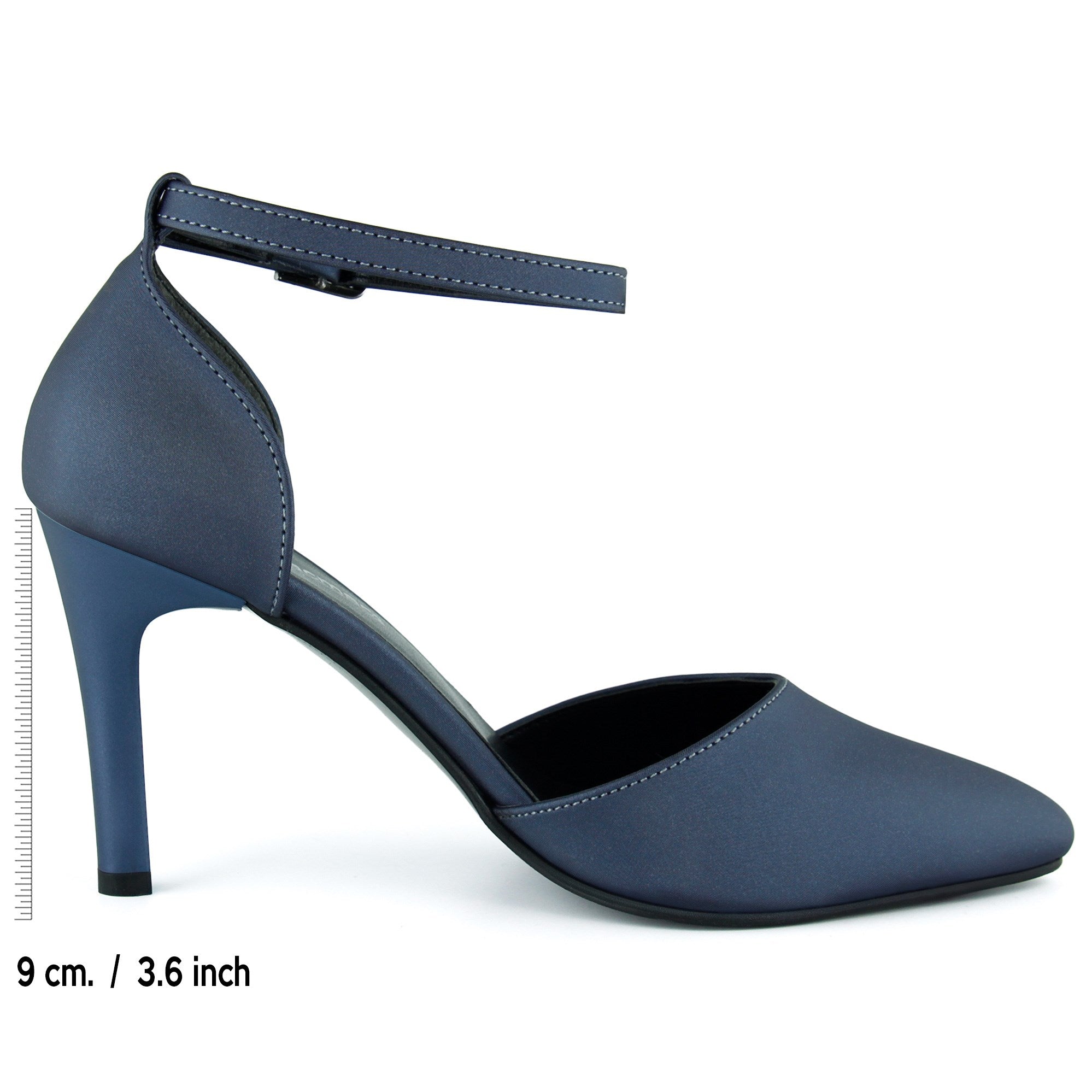 Sindy Plus Lacivert Saten Bantlı İnce Topuklu Abiye Stiletto Ayakkabı