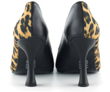 Jatqılı Plus Siyah Leopar İnce Kadeh Topuklu Klasik Ayakkabı