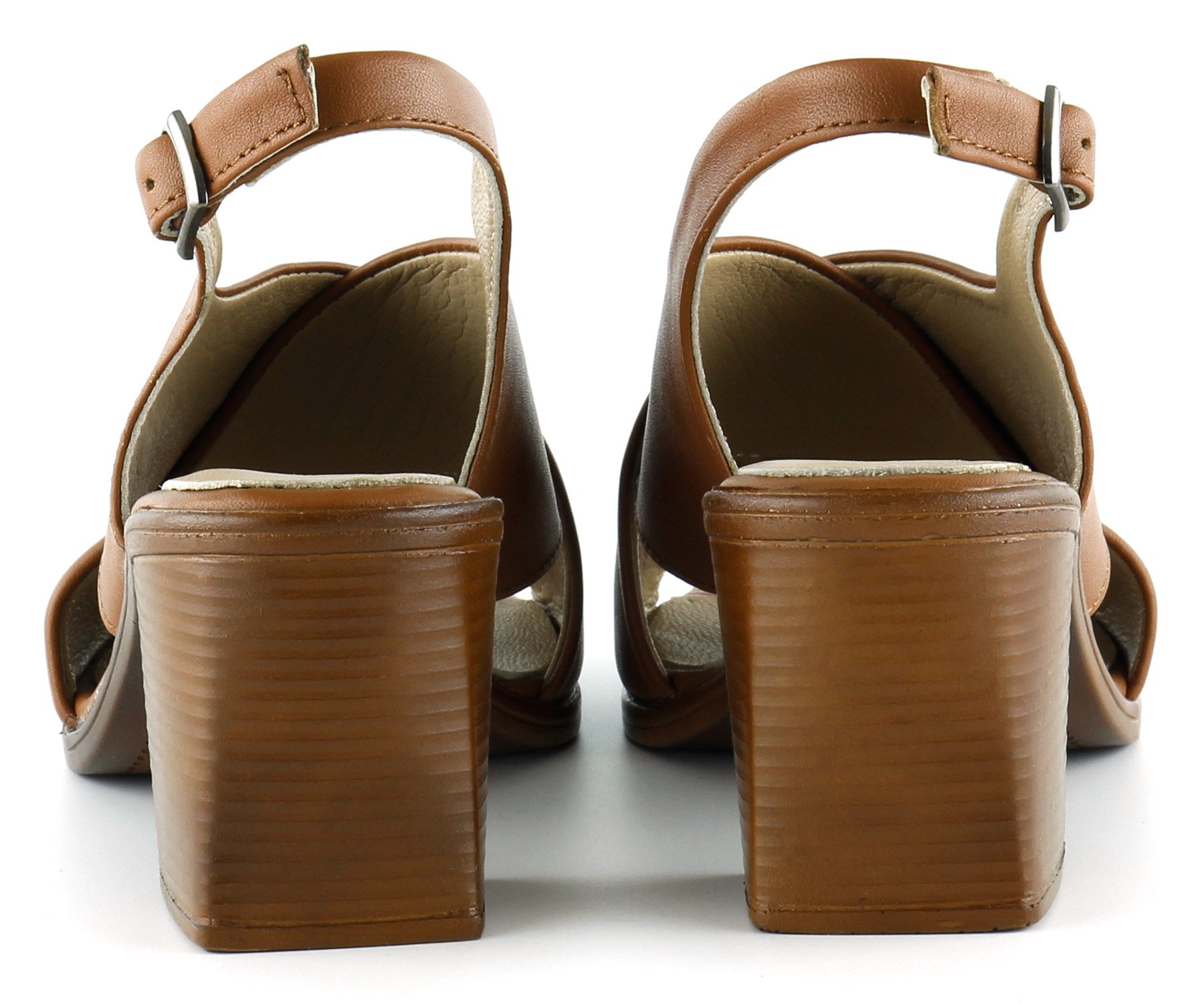 Soleil Taba Hakiki Dana Derisi Çapraz Bantlı Kalın Topuklu Rahat Günlük Sandalet