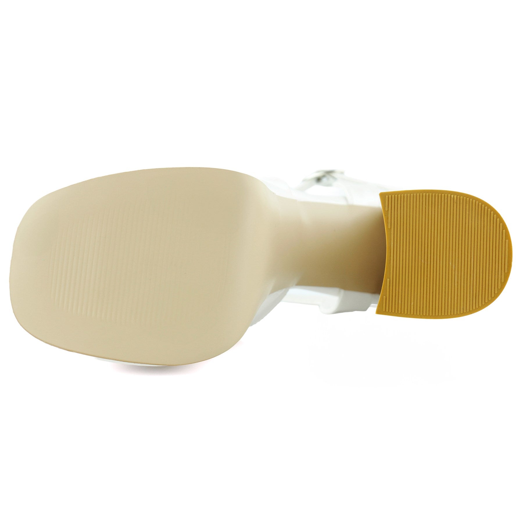 Celine İnci Beyaz Önü Açık Çapraz Bantlı Çift Platformlu Kalın Topuklu Abiye Gelin Ayakkabısı