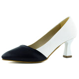 Laura Lacivert Beyaz Renk Bloklu Sivri Burunlu Klasik İnce Topuklu Ayakkabı