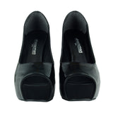 Carolina Siyah Rugan Önü Açık Yuvarlak Burun Kalın Platform Topuklu Abiye Ayakkabı
