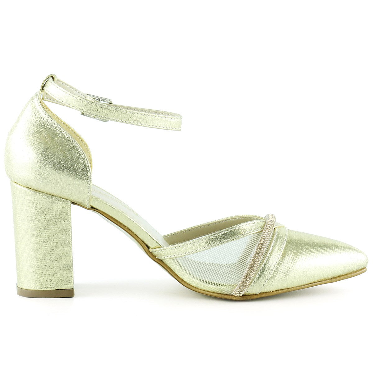 Molly Dore Taşlı Fileli Kalın Topuklu Ayakkabı