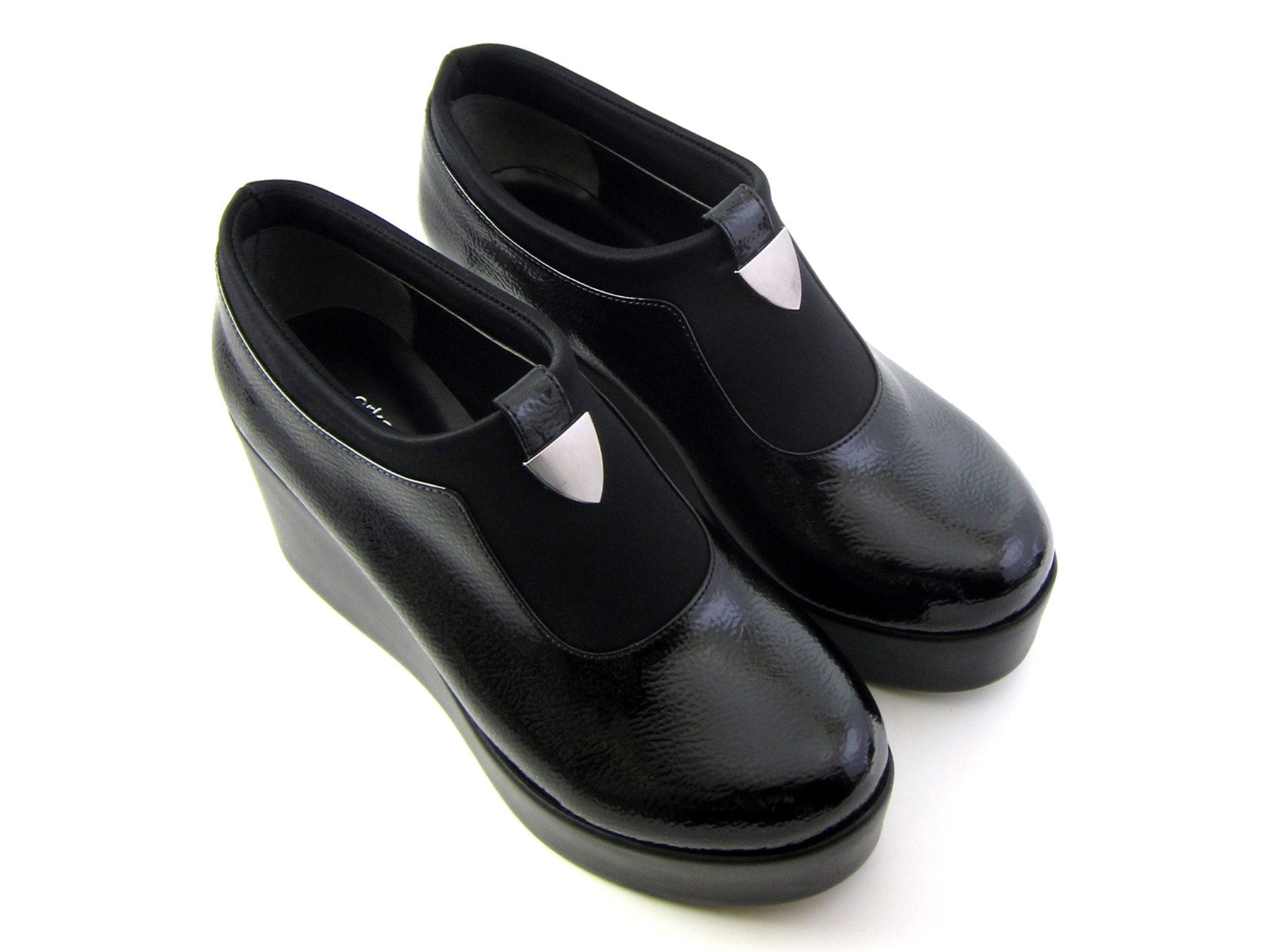 Sofia Exclusive Siyah Rugan Streç Tokalı Dolgu Topuklu Günlük Ayakkabı