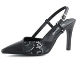 Sacha Siyah Yılan Arkası Açık Stiletto