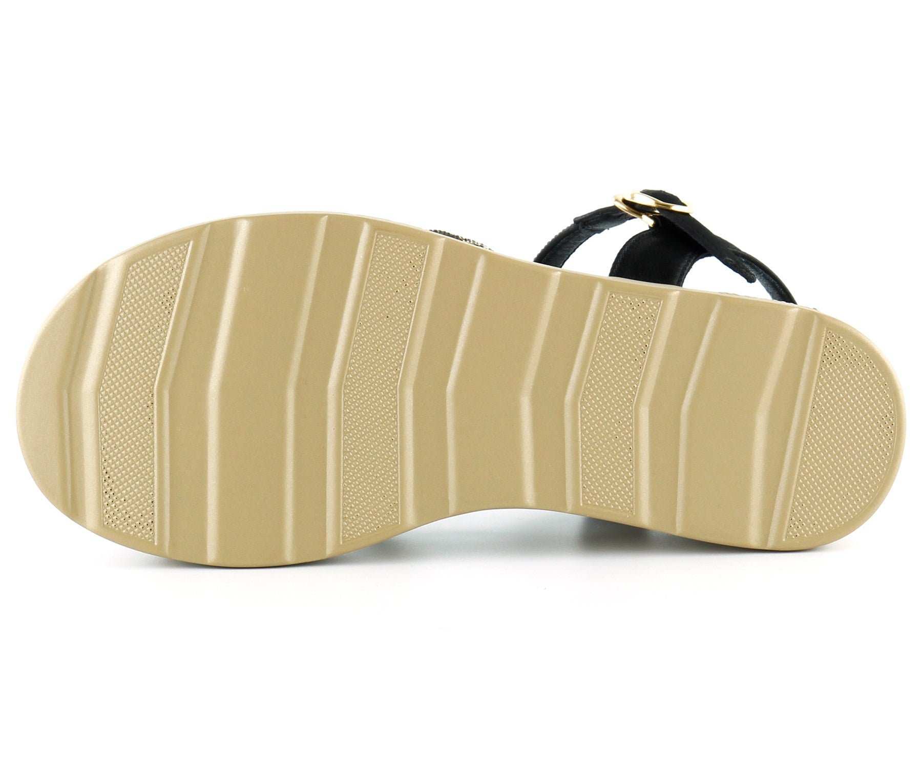 [7026] Siyah Saten Altın Kristal Taşlı Platform Sandalet