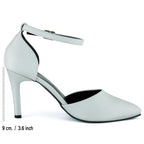 Sindy Plus Gümüş Saten Bantlı İnce Topuklu Abiye Stiletto Ayakkabı