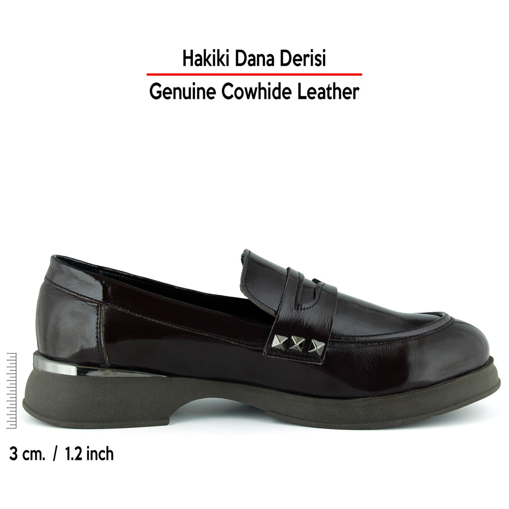 [MAX] Kahverengi Rugan Hakiki Dana Derisi Trok Detaylı Günlük Loafer Ayakkabı