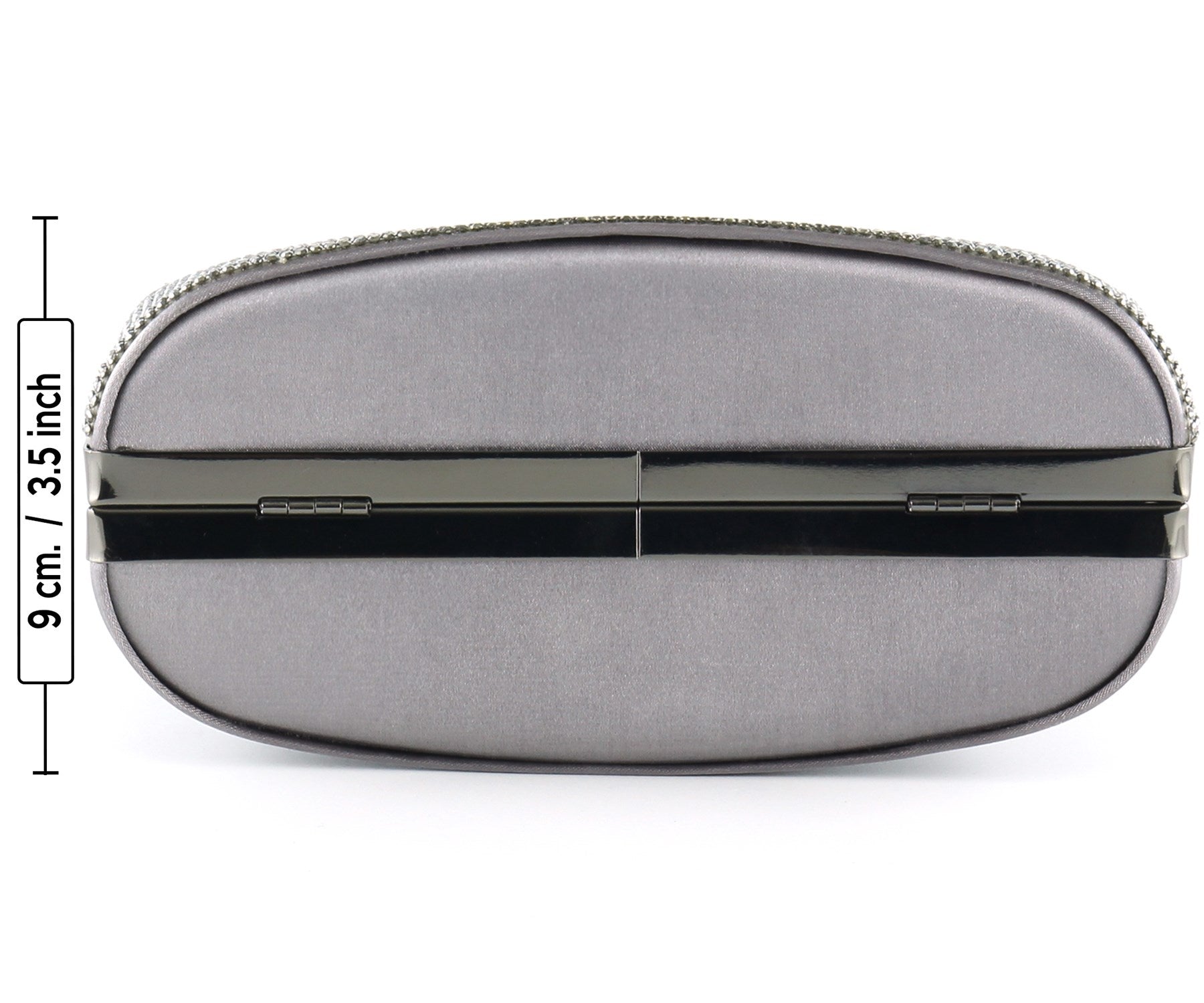 Antrasit Saten Kristal Taşlı Metal Saplı Zincir Askılı Abiye Çanta ( ES0011AC )