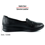 Mammina Siyah Hakiki Deri Çapraz Bant Detaylı Slip-On Günlük Ayakkabı