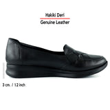 Mammina Siyah Hakiki Deri Çapraz Bant Detaylı Slip-On Günlük Ayakkabı