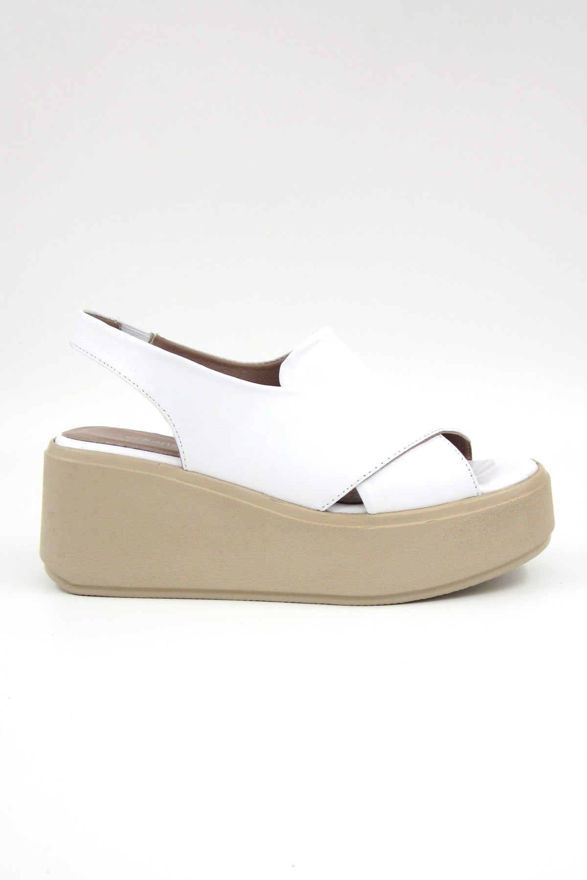 Olivia Beyaz Hakiki Deri Dolgu Topuklu Sandalet