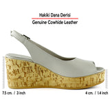 Heather Vizon Hakiki Dana Derisi Mantar Taban Görünümlü Dolgu Topuklu Slingback Sandalet