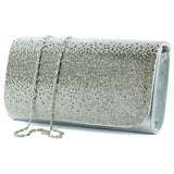 (ES0019AC) Lame Degrade Kristal Taşlı Zincir Askılı Manyetik Kapaklı Abiye El Çantası