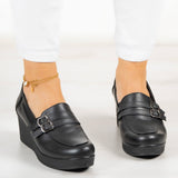 Taylor Siyah Hakiki Deri Dolgu Topuklu Günlük Ayakkabı