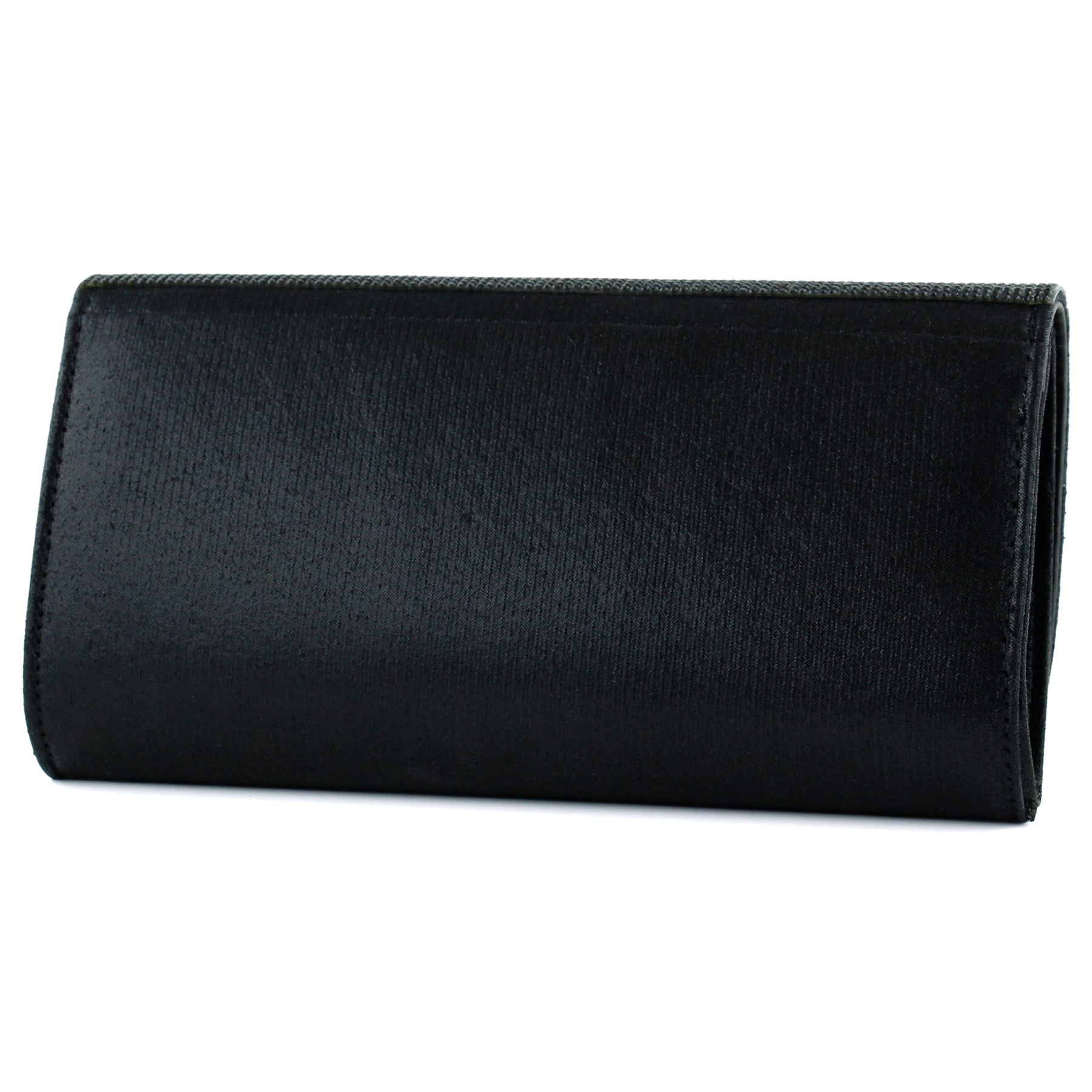 (ES0020AC) Siyah Kristal Taşlı Zincir Askılı Manyetik Kapaklı Abiye El Çantası