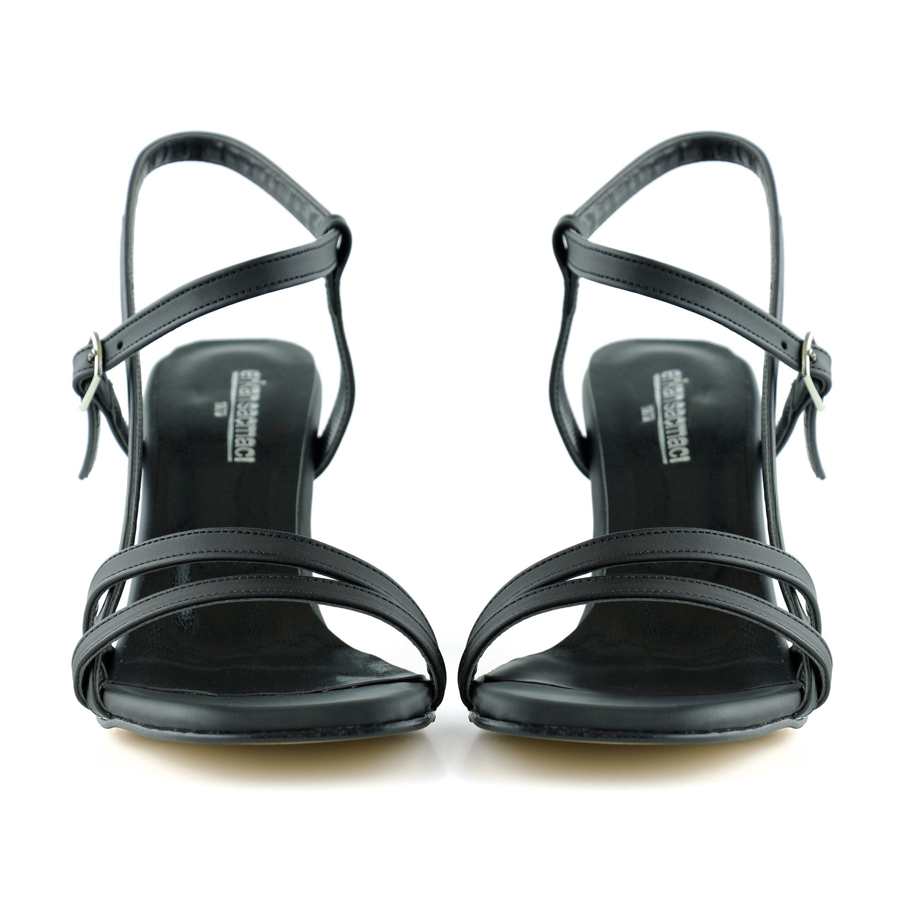 Roseline Siyah Saten Önü Arkası Açık Bantlı Tokalı Kadeh Topuklu Abiye Ayakkabı